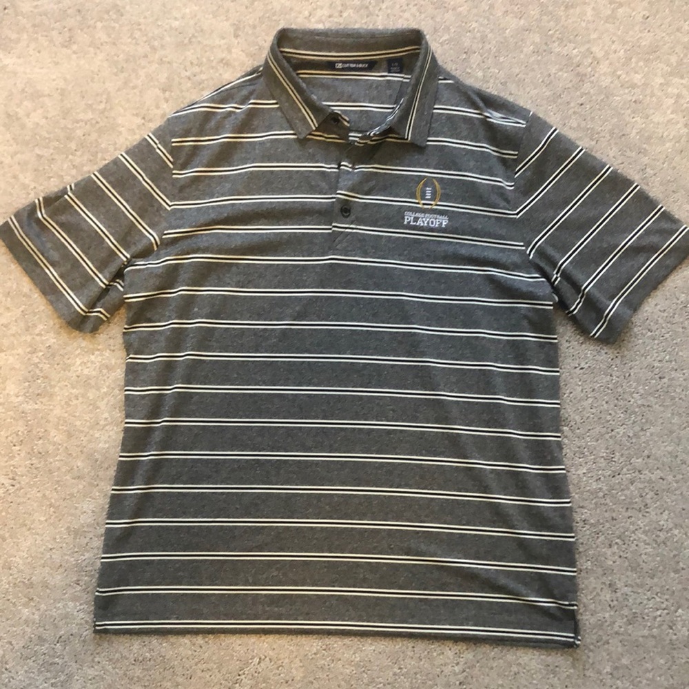 Men's Gray Striped Polo Shirt